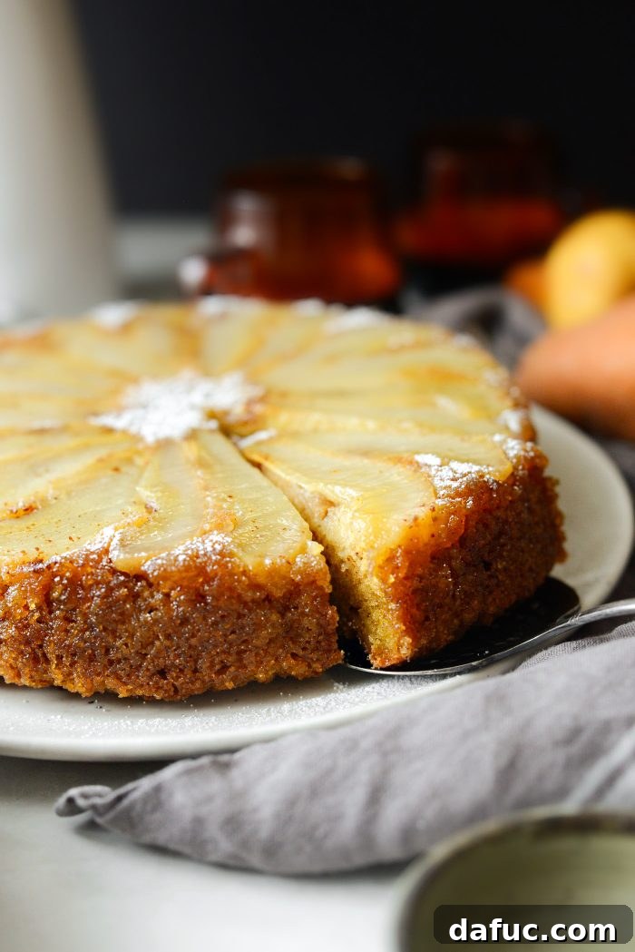 Caramelized Ginger Pear Invert 28 Another angle of the Ginger Pear Upside Down Cake