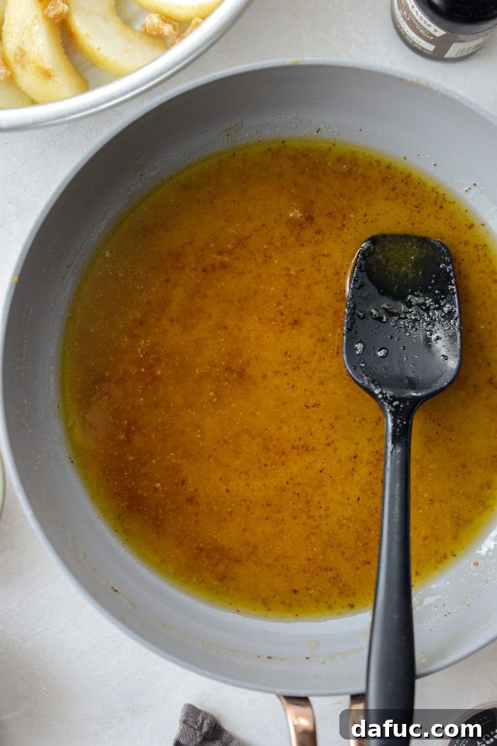 Caramelized Ginger Pear Invert 10 Stirring the bourbon into the glaze