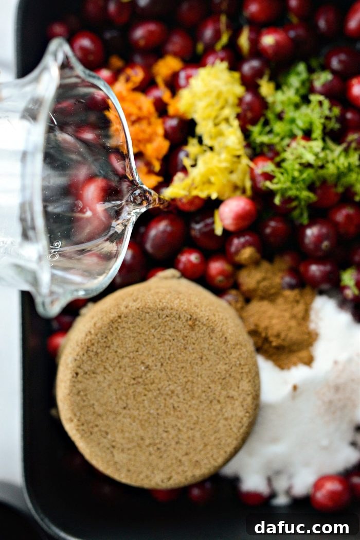 Decadent Cabernet Roasted Cranberry Sauce 7 pour in water