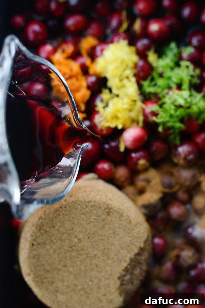 Decadent Cabernet Roasted Cranberry Sauce 8 pour in wine