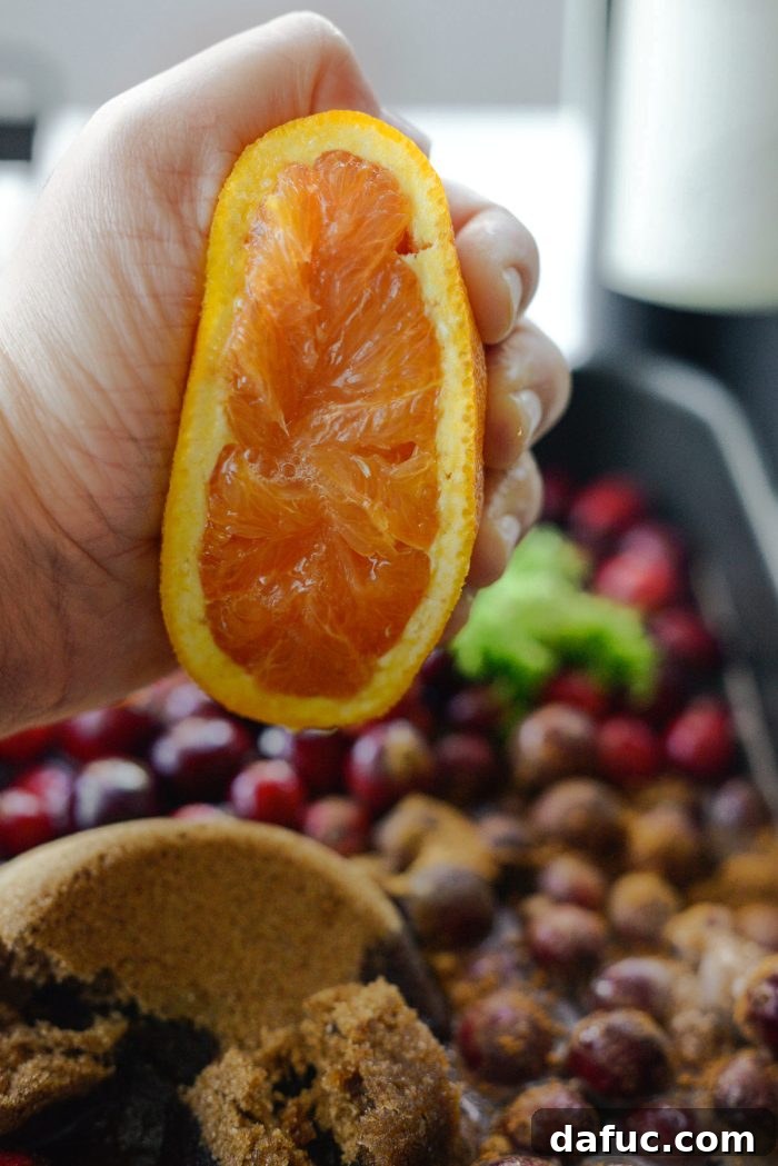 Decadent Cabernet Roasted Cranberry Sauce 9 squeeze in citrus juice