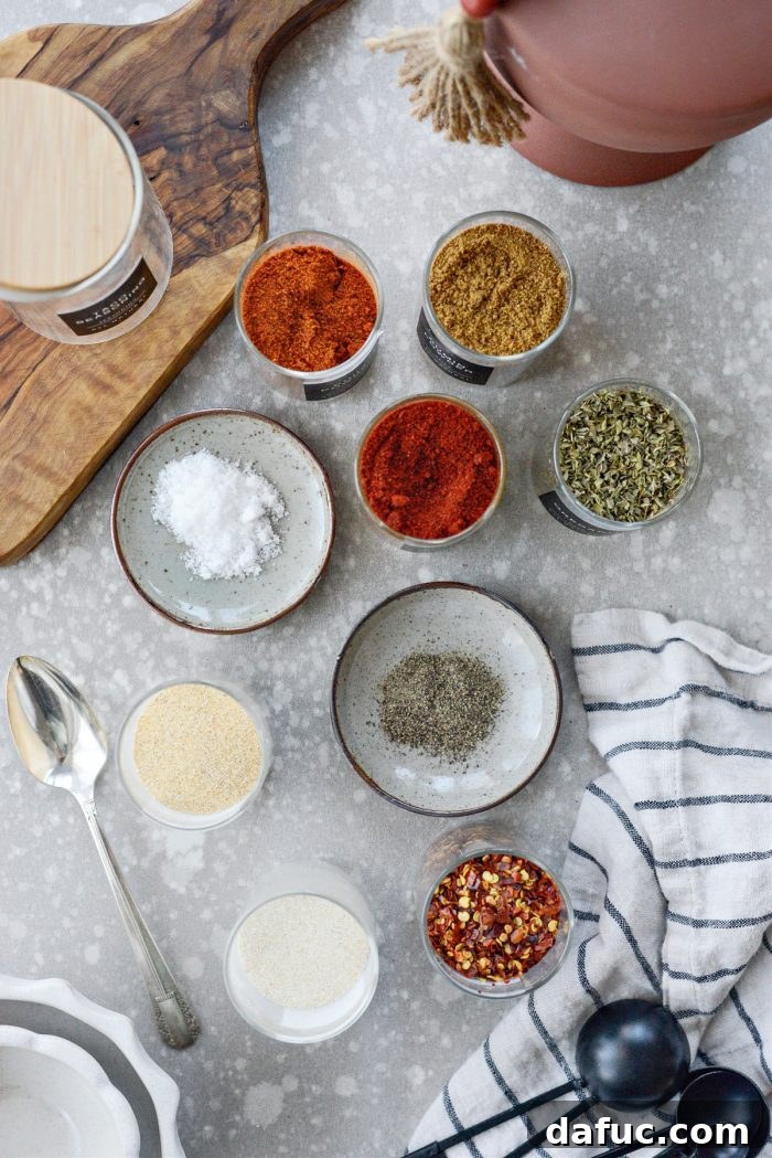 All the spices for homemade taco seasoning poured into a bowl
