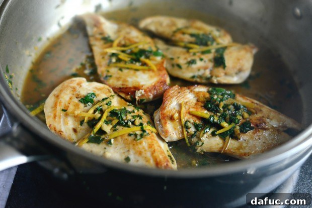 Golden Pan Seared Chicken with Bright Lemon Herb Sauce 18 seared chicken breast with lemon herb pan sauce l SimplyScratch.com