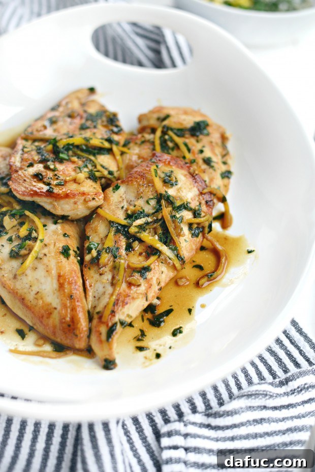 Golden Pan Seared Chicken with Bright Lemon Herb Sauce 20 seared chicken breast with lemon herb pan sauce l SimplyScratch.com