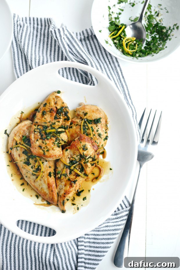 Golden Pan Seared Chicken with Bright Lemon Herb Sauce 21 seared chicken breast with lemon herb pan sauce l SimplyScratch.com