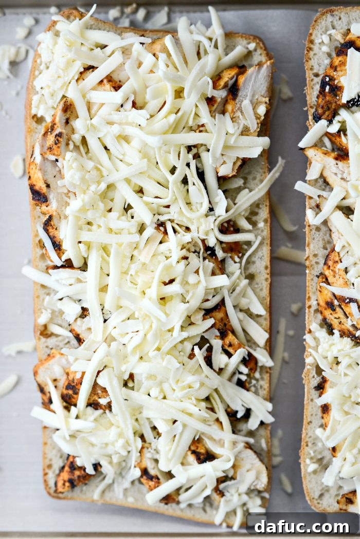 Vibrant Bruschetta Chicken Pizza 12 Ciabatta pizza base with chicken and generously sprinkled Italian cheese before baking