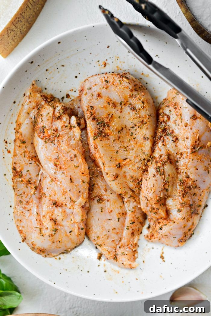 Vibrant Bruschetta Chicken Pizza 6 Tossing thin-cut chicken breasts in an Italian seasoning marinade
