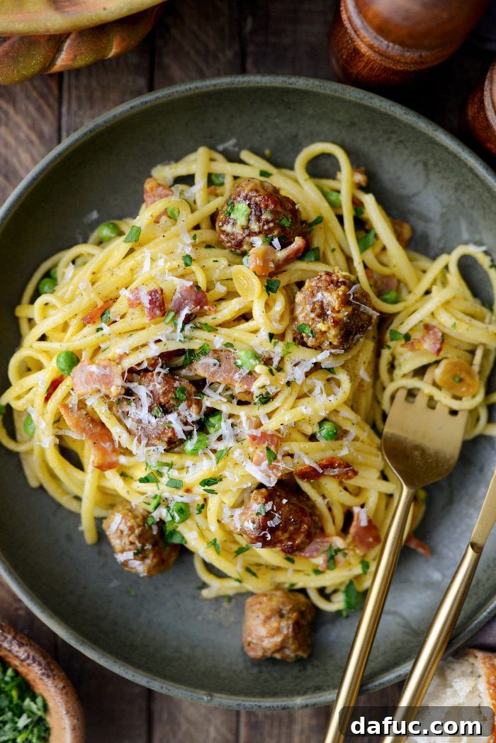 Linguine alla Carbonara with Italian Sausage