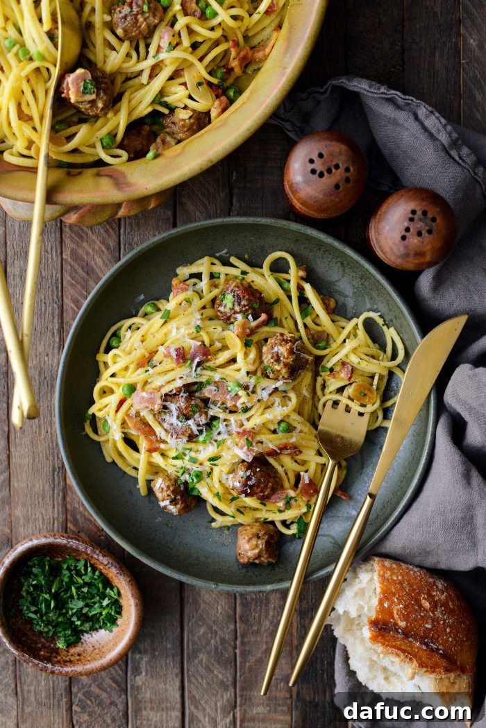 Linguine alla Carbonara with Italian Sausage