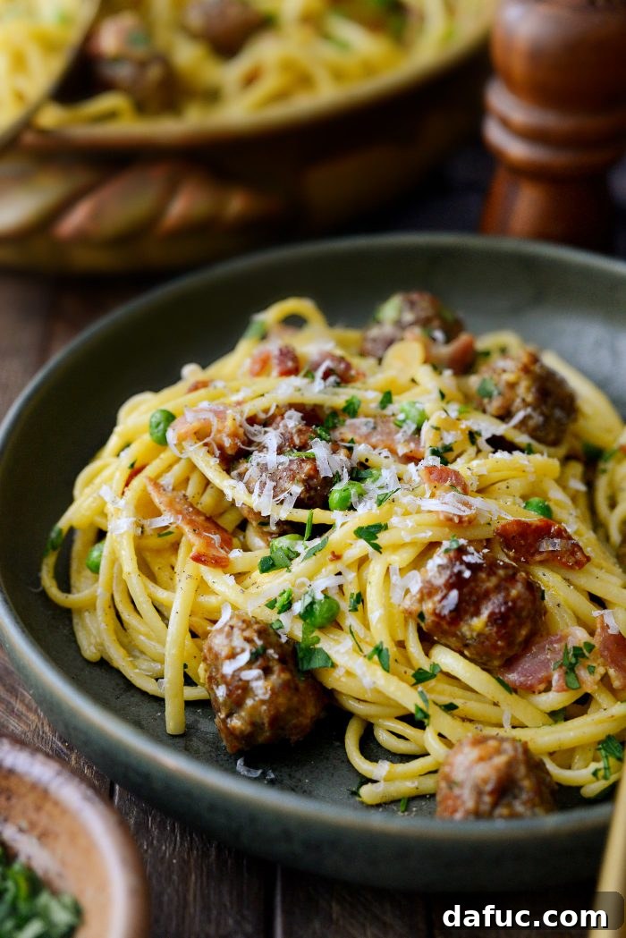 Linguine alla Carbonara with Italian Sausage