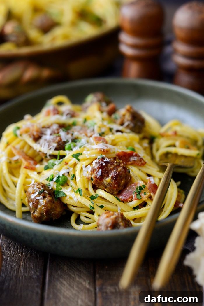 Linguine alla Carbonara with Italian Sausage