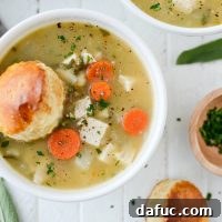 Homemade Turkey Pot Pie Soup, a delicious and easy recipe perfect for using up leftover turkey from Thanksgiving.