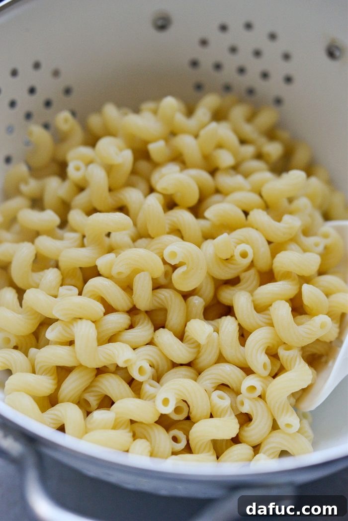 drain cooked pasta