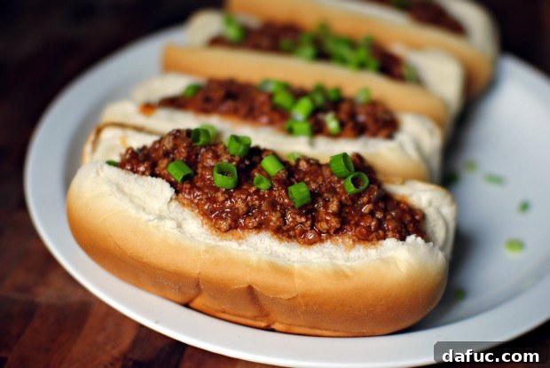 Classic Cafeteria Sloppy Joes 11 Close-up of a finished Lunch Lady Sloppy Joe with melted mozzarella cheese