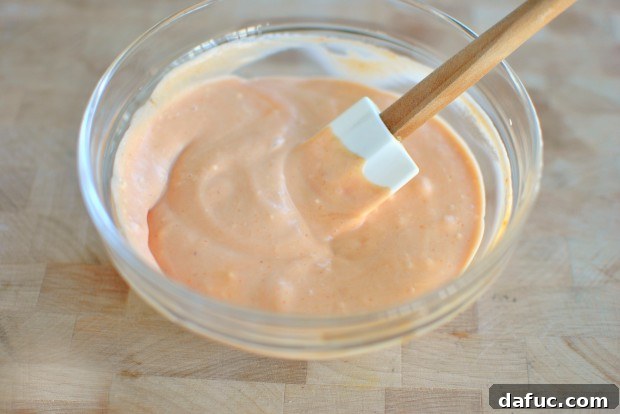 Golden Baked Onion Blooms with Zesty Fry Dip 14 Homemade fry sauce in a bowl