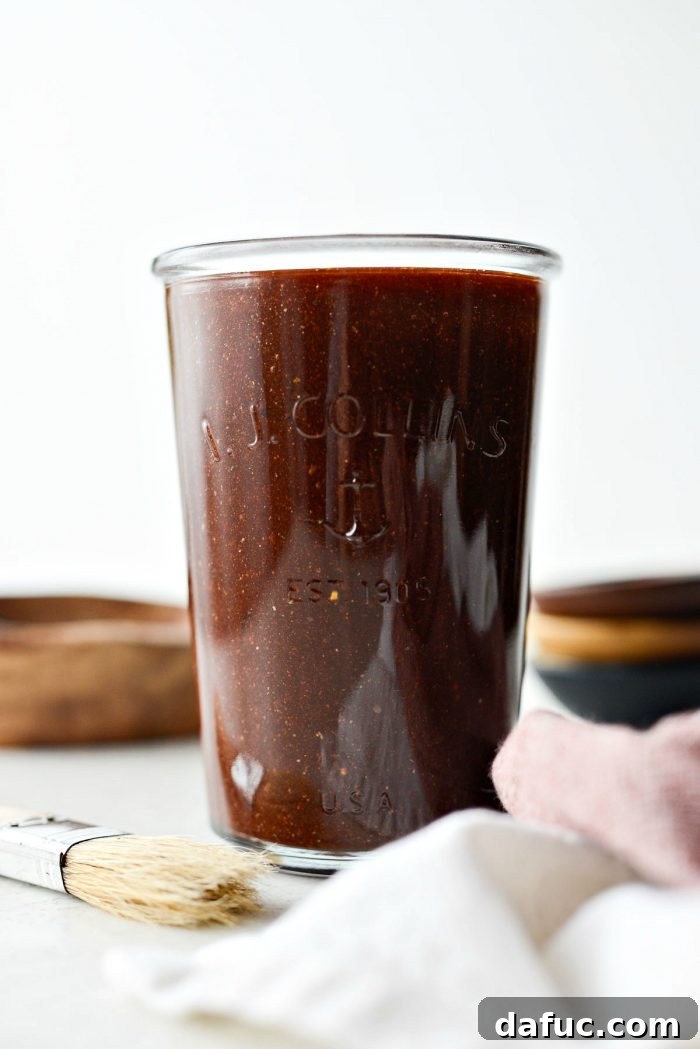 The perfectly mixed homemade sweet barbecue sauce ready for chilling.