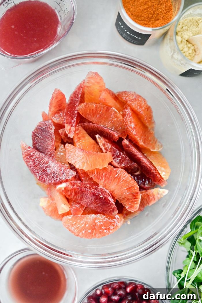 Vibrant Blood Orange Pistachio Feta Salad 5 segmented blood oranges