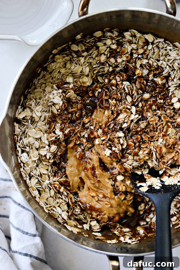 Fudgy No-Bake Oatmeal Delights 8 Adding old-fashioned rolled oats and crunchy peanut butter to the hot chocolate mixture