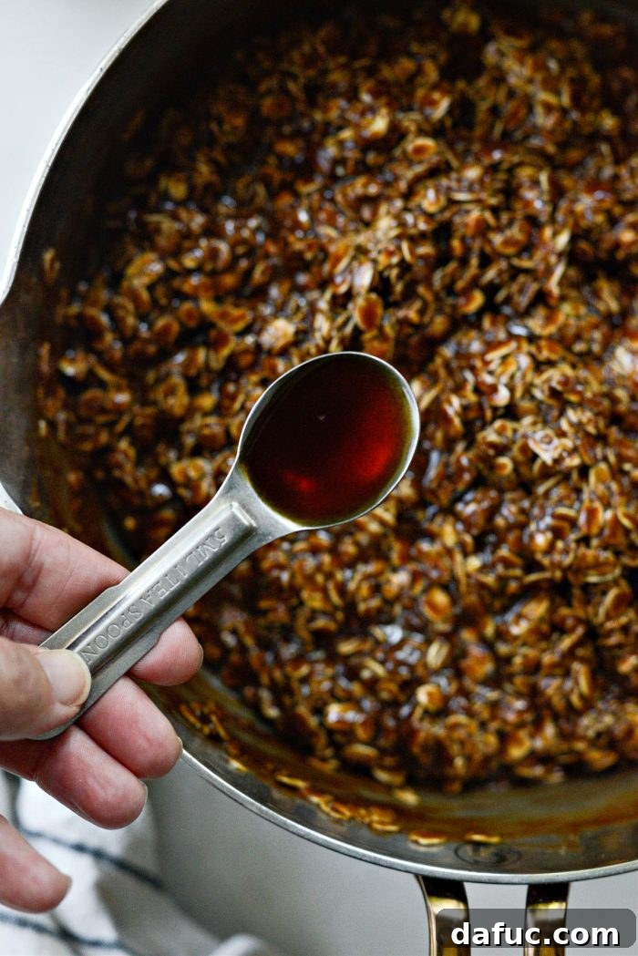 Fudgy No-Bake Oatmeal Delights 9 Adding pure vanilla extract to the cookie mixture