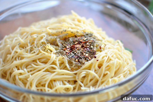 Golden Roasted Vegetable Primavera Pasta 16 Seasoning with Italian seasoning and red pepper flakes