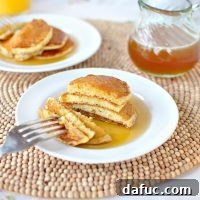 Toasted Cornmeal Pancakes with Honey Butter Maple Syrup