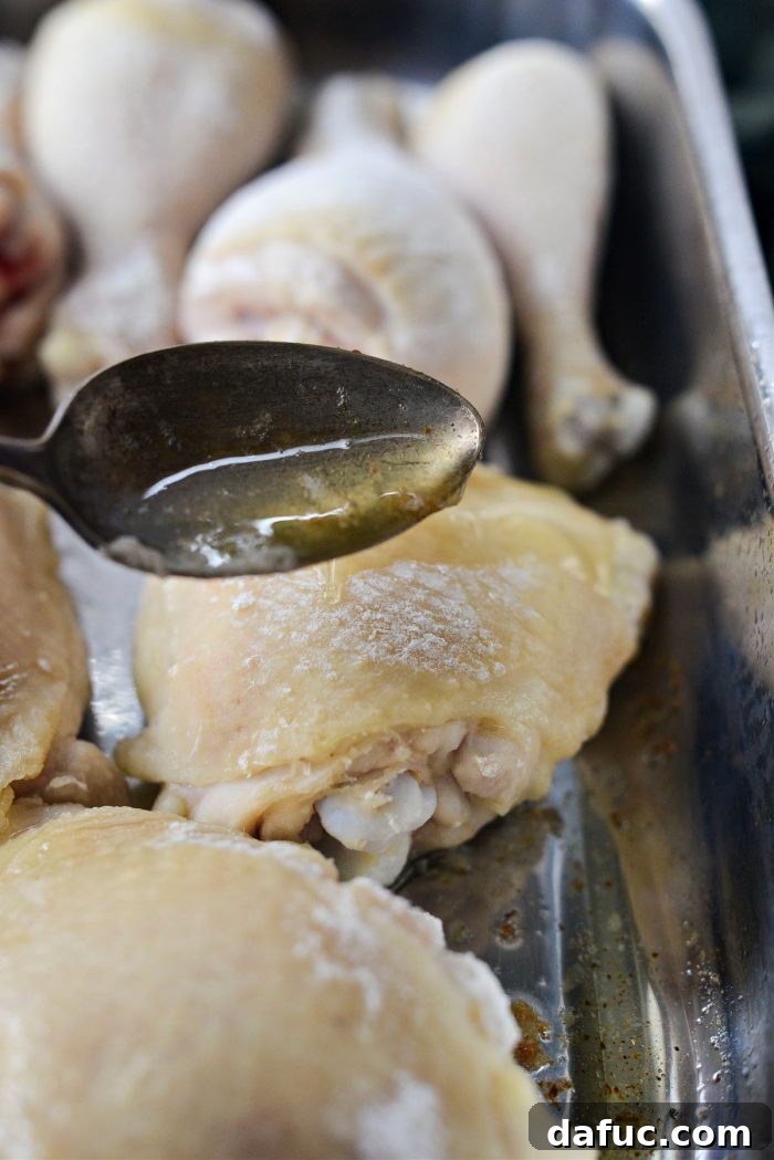 Classic Comfort Baked Chicken 15 Spoon drippings over chicken for basting