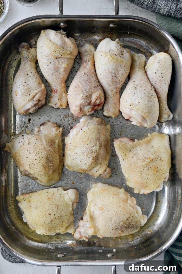 Classic Comfort Baked Chicken 16 Seasoning chicken with salt and pepper