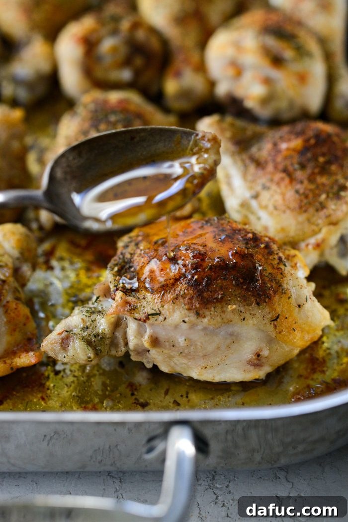 Classic Comfort Baked Chicken 18 Final basting of chicken before the last bake