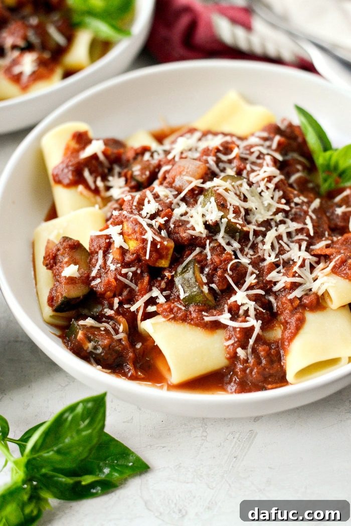 Rustic Garden Ragu 16 Another view of Garden Vegetable Ragu with paccheri pasta