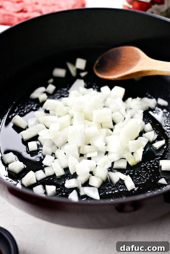 Effortless Weeknight Beef Chili 4 saute onion in olive oil or olive oil spray