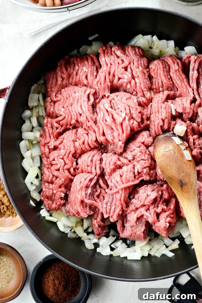 Effortless Weeknight Beef Chili 5 season fully cooked ground beef