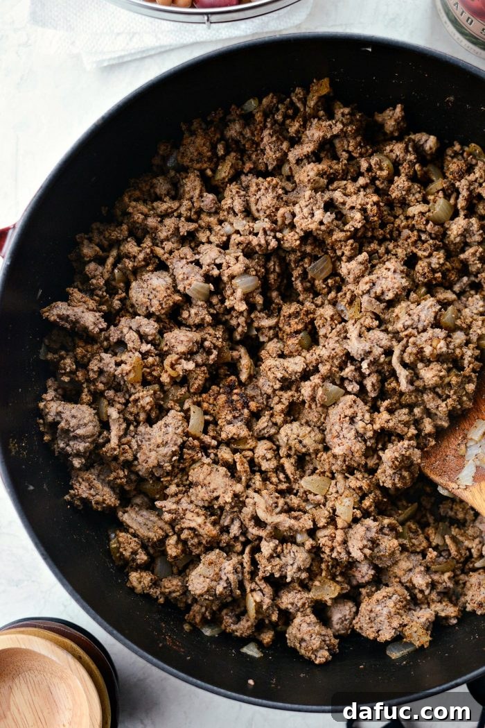 Effortless Weeknight Beef Chili 6 seasoned ground beef