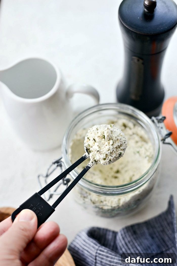 Craft Your Signature Ranch Blend 12 A jar of Homemade Ranch Dressing Mix, ready to be used or stored.