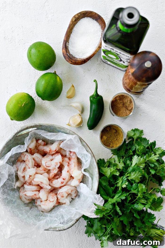 Close-up of marinated shrimp in a bowl, ready for grilling
