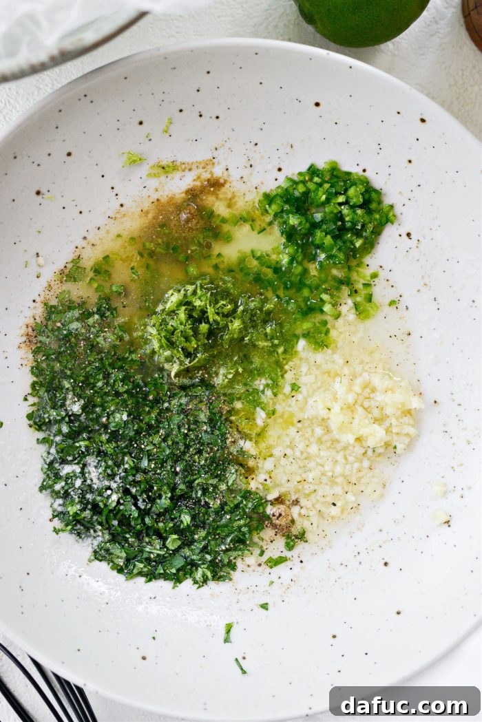 All marinade ingredients laid out in small bowls before mixing