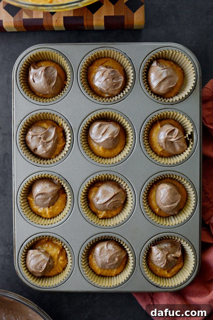 Nutella Ribbon Pumpkin Cheesecake Muffins 15 add 1 heaping tablespoon