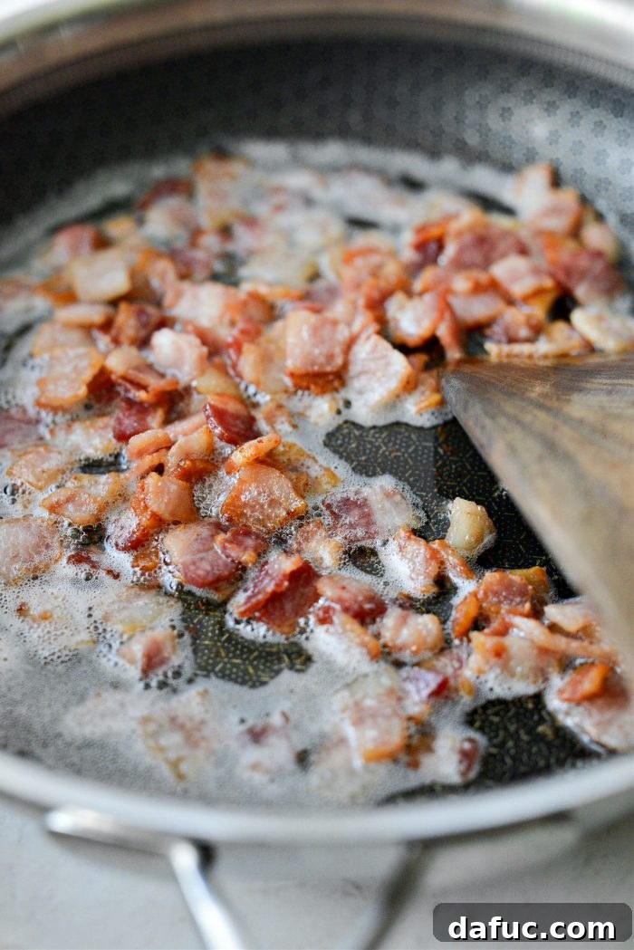 Cooked crispy bacon pieces