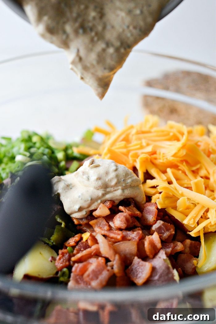 Adding southwest dressing to ingredients