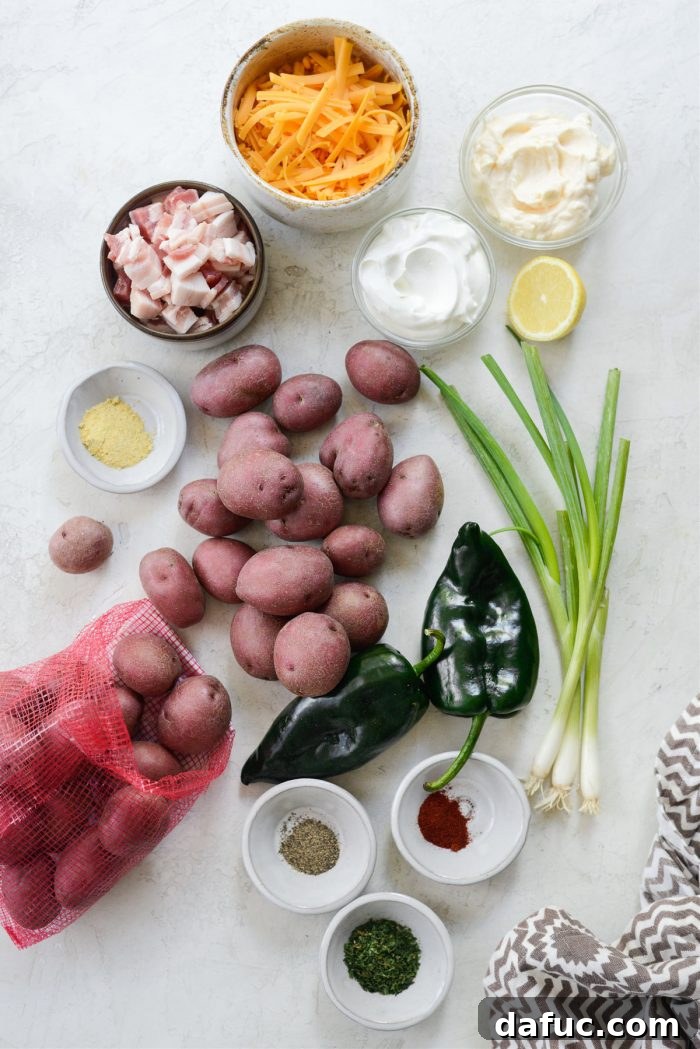 Southwest Potato Salad ingredients laid out