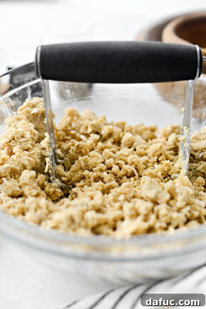 Golden Baked Rhubarb Crumble 13 crumble topping