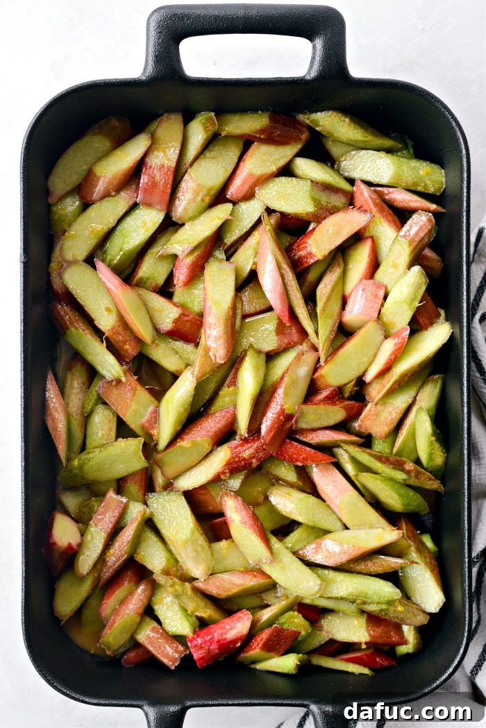 Golden Baked Rhubarb Crumble 14 add in rhubarb