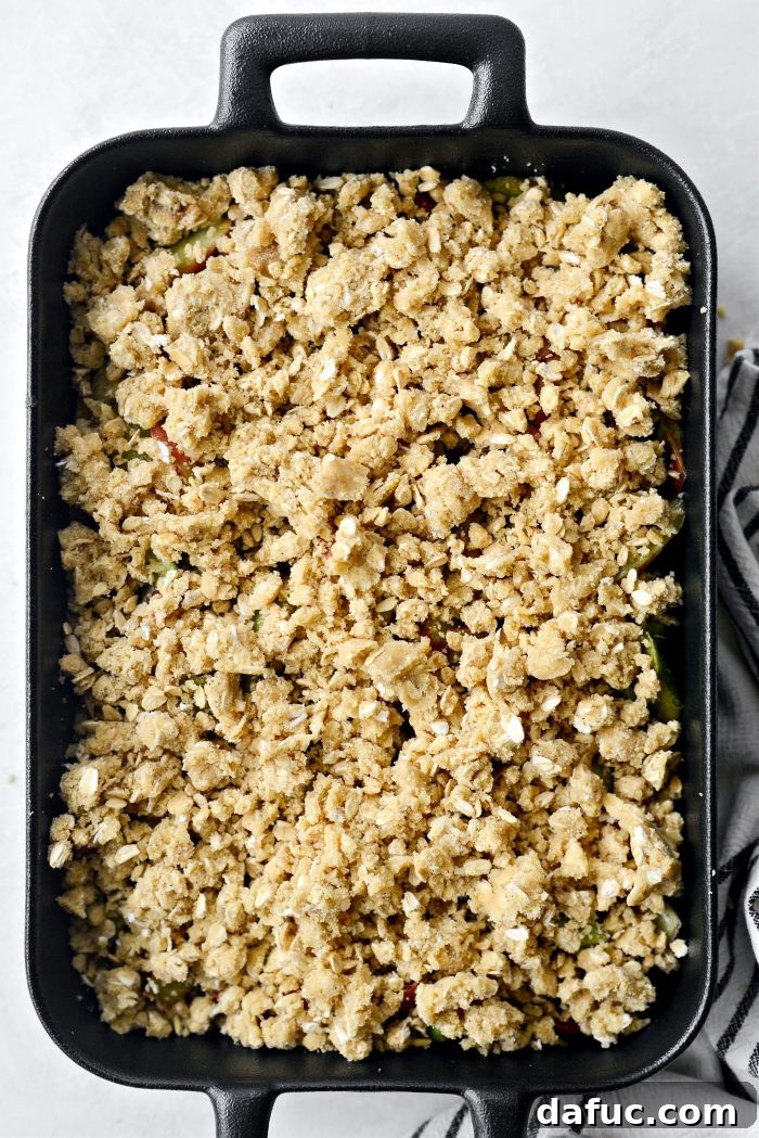 Golden Baked Rhubarb Crumble 15 top with crumble