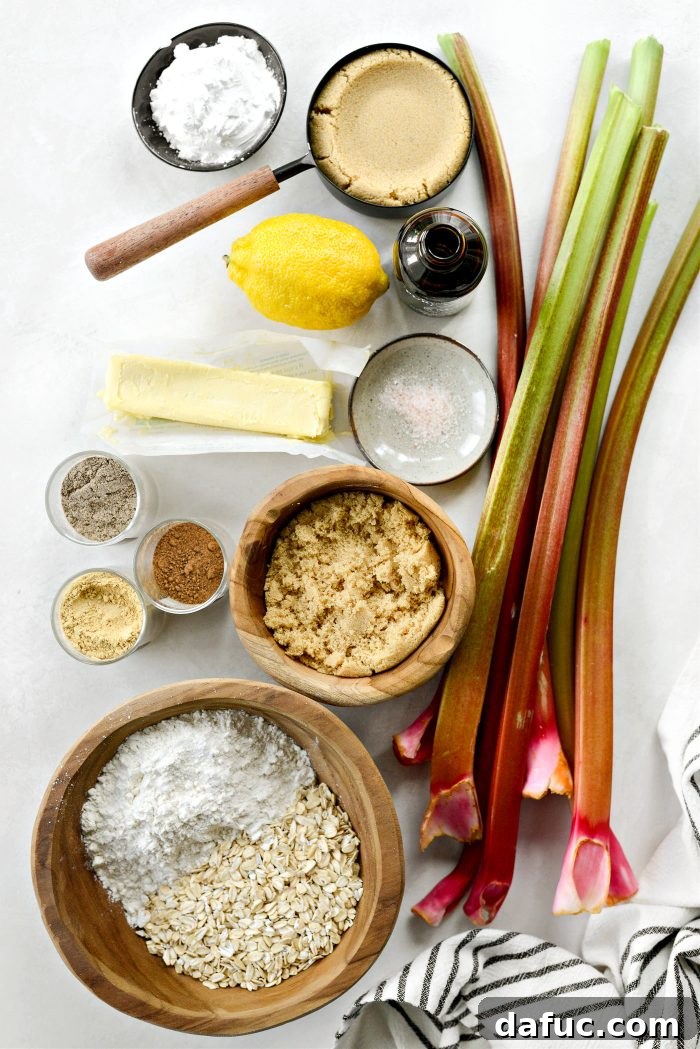 Golden Baked Rhubarb Crumble 4 Rhubarb Crumble ingredients