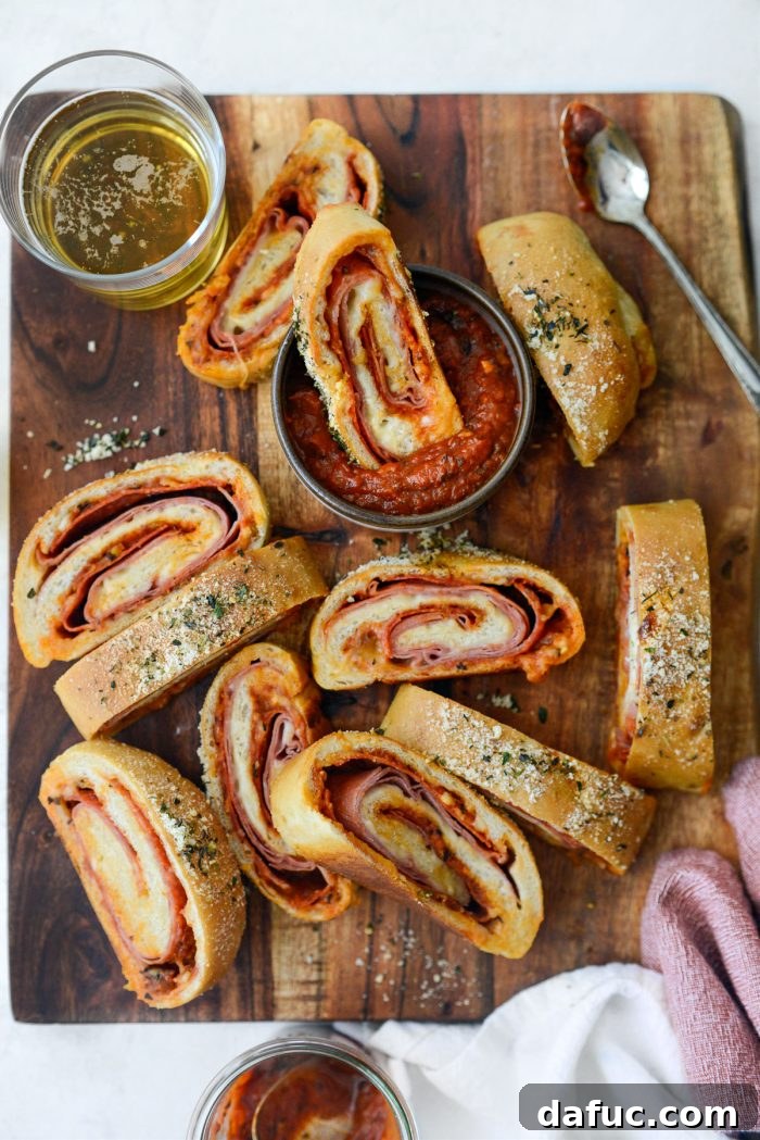 From Scratch Stromboli 2 Homemade Stromboli on wood serving board