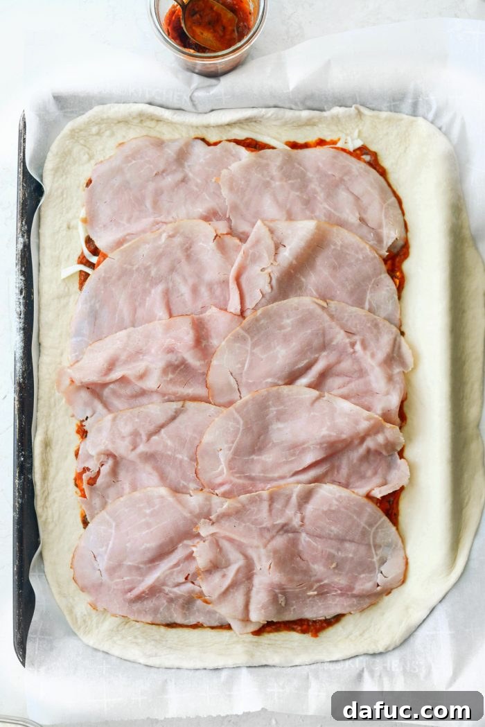 From Scratch Stromboli 12 arrange ham over pepperoni