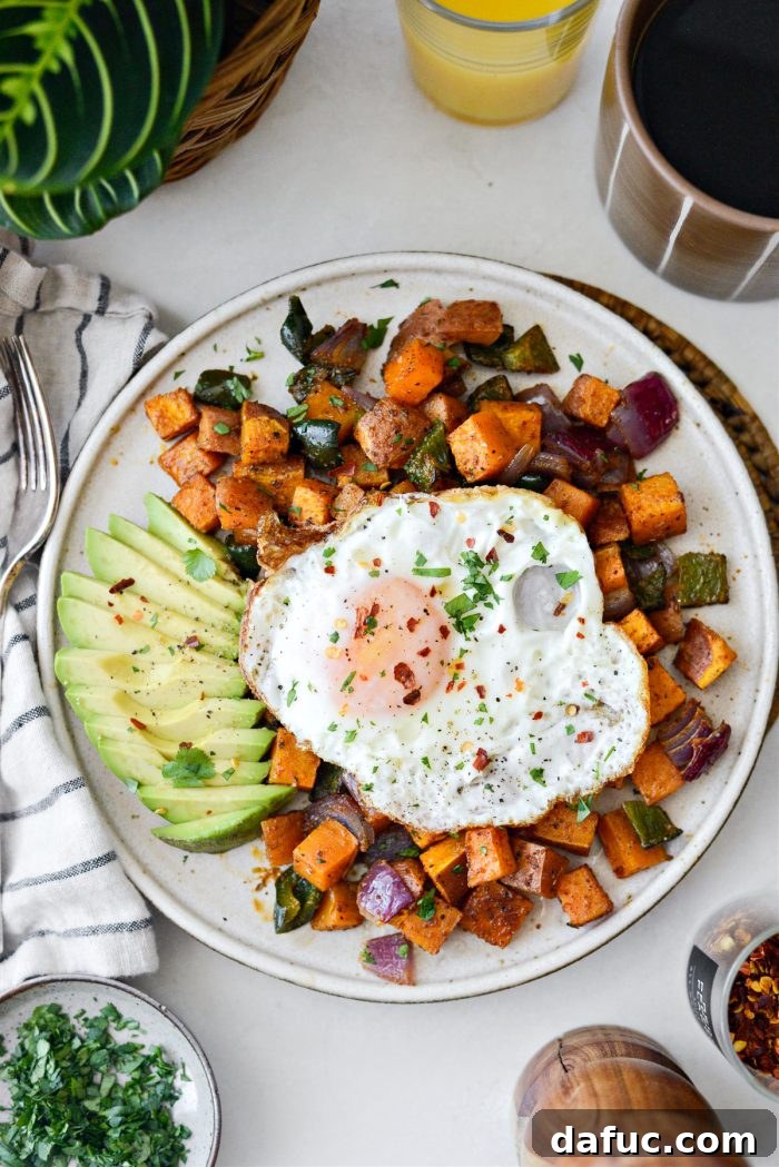 A bowl of Sweet Potato Home Fries, ready for serving.