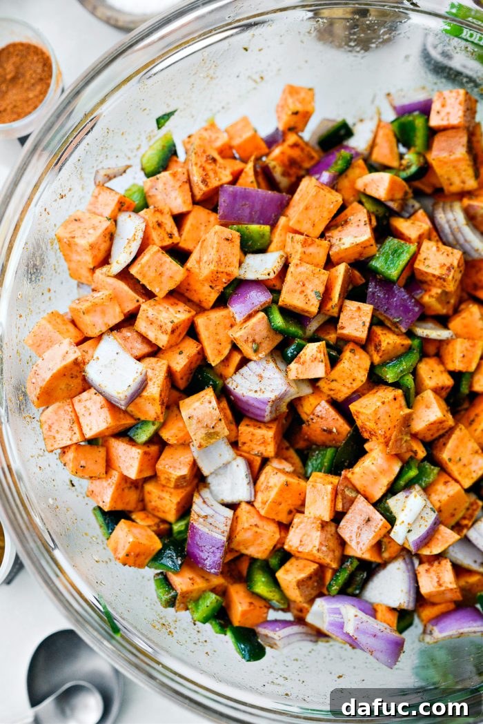 Toss the sweet potato mixture well to coat with spices.