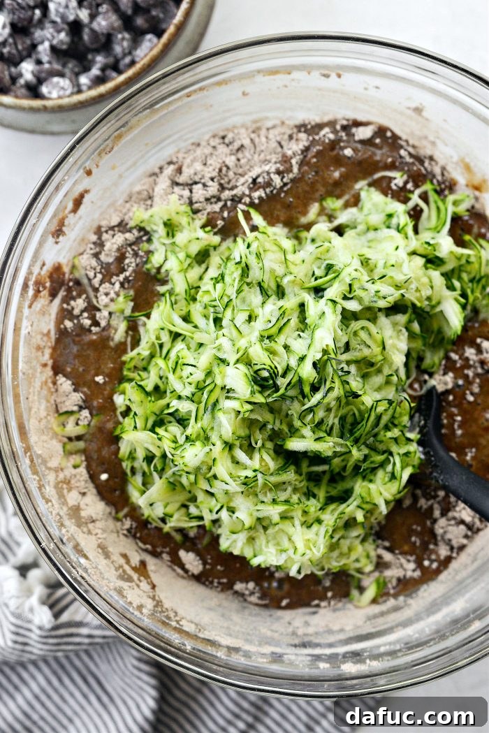 Fudgy Double Chocolate Zucchini Bread 12 Add Zucchini to Batter