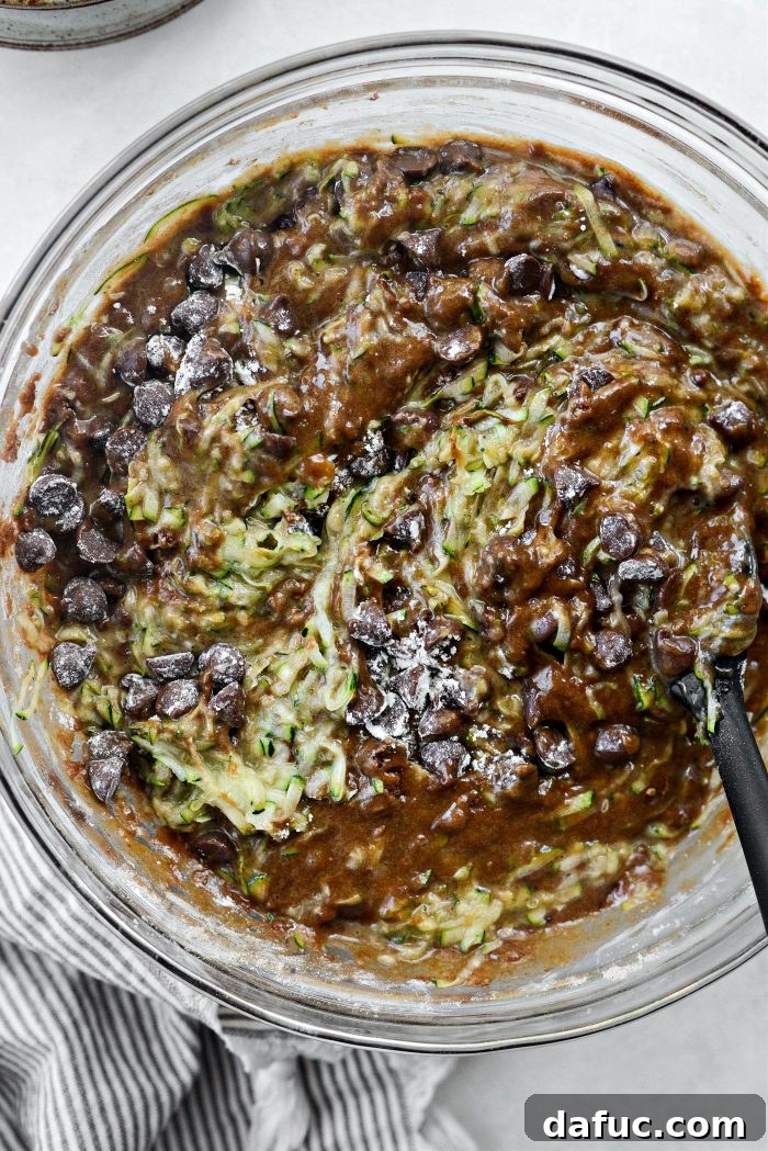 Fudgy Double Chocolate Zucchini Bread 15 Stir to Combine Chocolate Chips