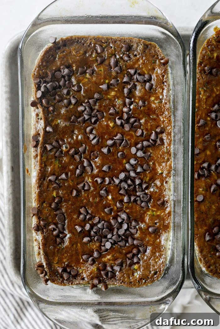 Fudgy Double Chocolate Zucchini Bread 17 Sprinkle with Mini Chocolate Chips After 25 Minutes